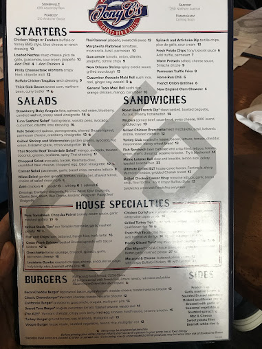 Menu Tonys Sports Bar And Grill - 8