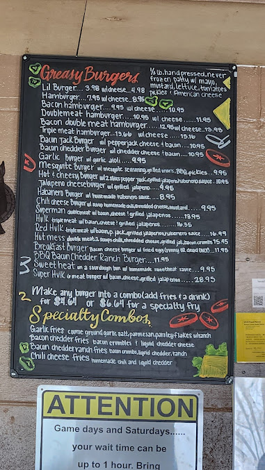 Menu Top Of The Hill Greasy Burgers - 0