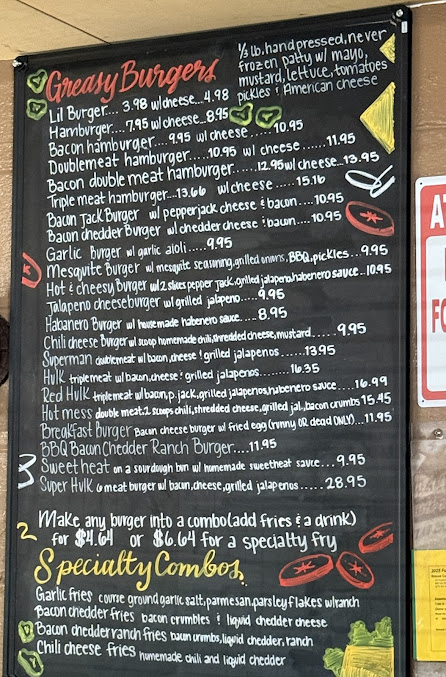 Menu Top Of The Hill Greasy Burgers - 6