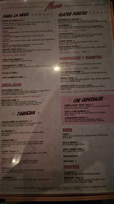 Menu Toro Loco - 9