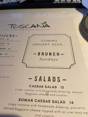 Menu Toscana Northern Italian Grill - 1