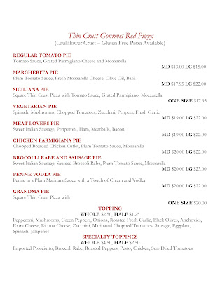 Menu Toscana Thin Crust Pizza Italian Specialties - 0