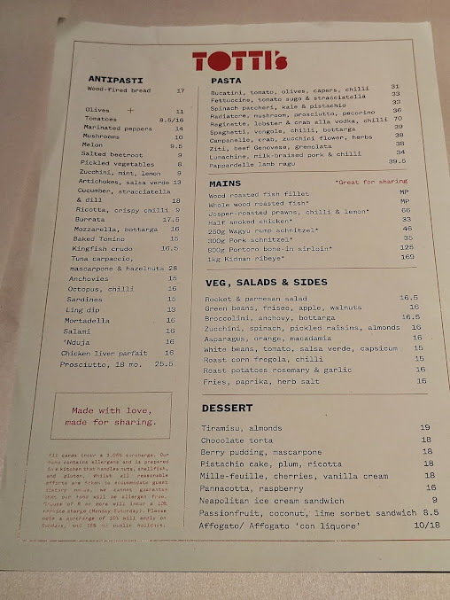 Menu Totti’s - 2