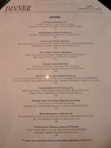 Menu Trinity Place Restaurant And Bar - 0