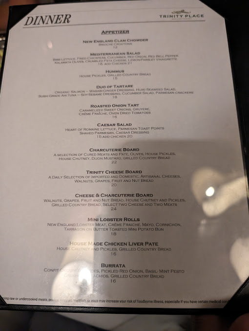 Menu Trinity Place Restaurant And Bar - 5