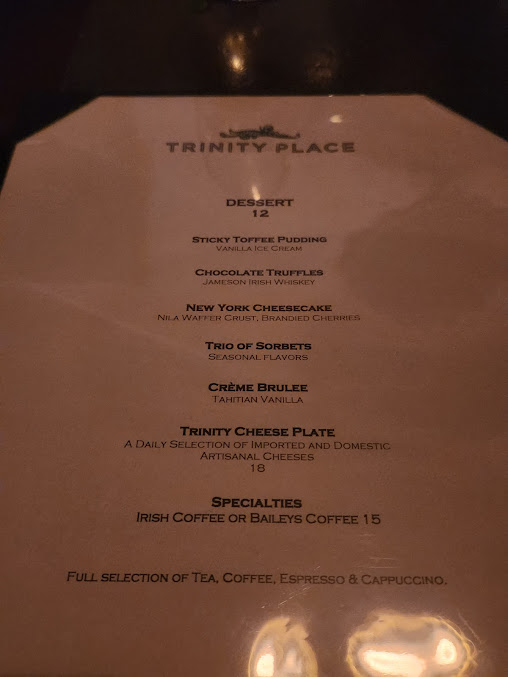 Menu Trinity Place Restaurant And Bar - 8