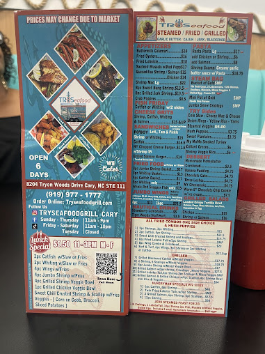 Menu Tryseafood Grill Cary - 1
