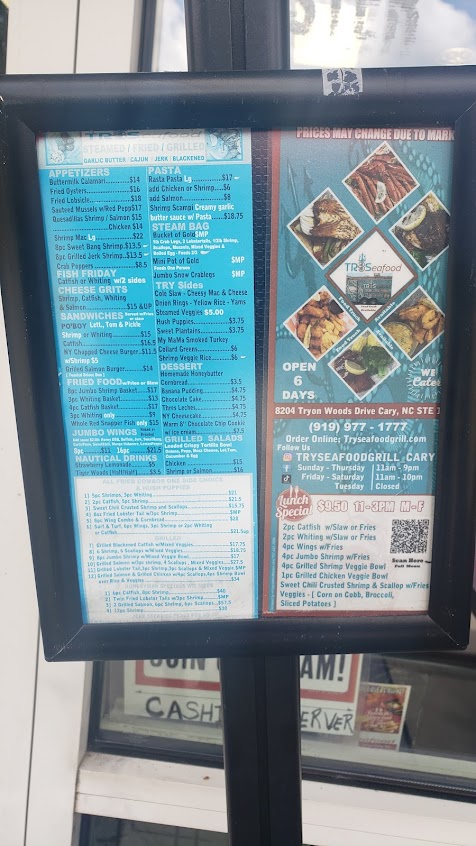 Menu Tryseafood Grill Cary - 7
