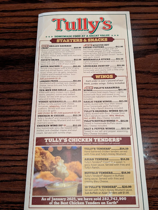 Menu Tully's Good Times Erie Blvd. - 8
