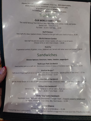 Menu Twin Anchors Restaurant & Tavern - 2