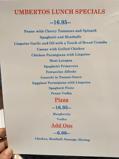 Menu Umbertos Clam House - 1