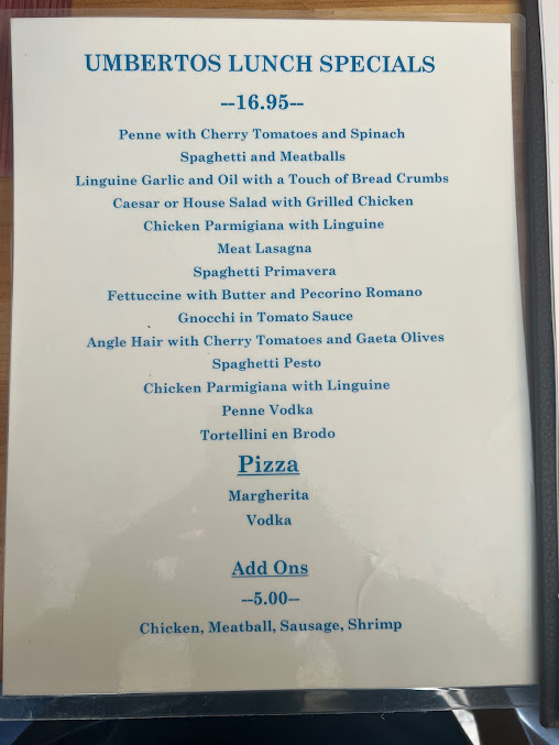 Menu Umbertos Clam House - 5