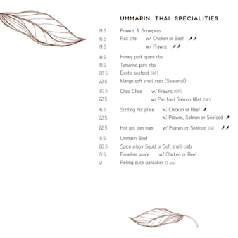 Menu Ummarin Thai Restaurant - 1