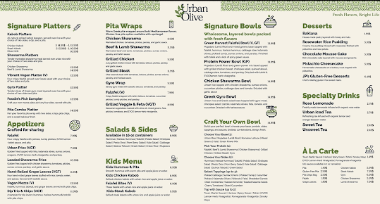 Menu Urban Olive Mediterranean - 0