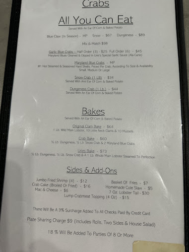 Menu Urie's Waterfront Restaurant - 0