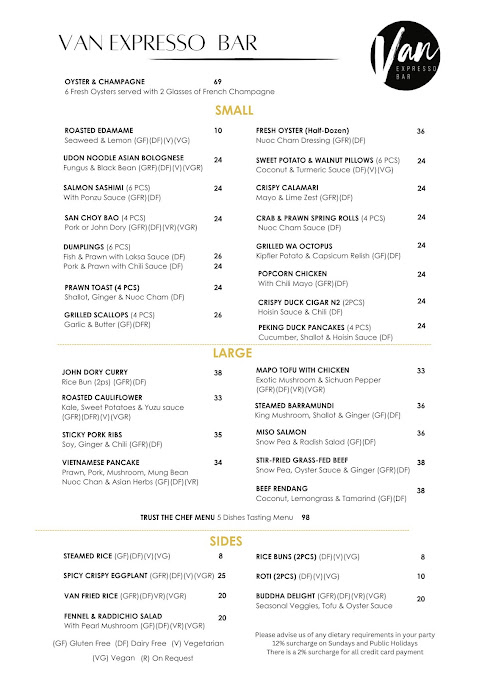 Menu Van Expresso Bar - 2