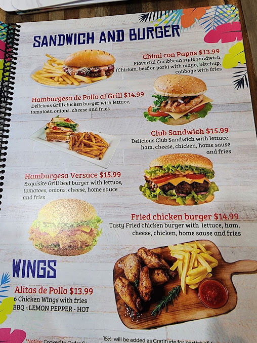 Menu Versace Dominican Restaurant Caribbean Food - 0