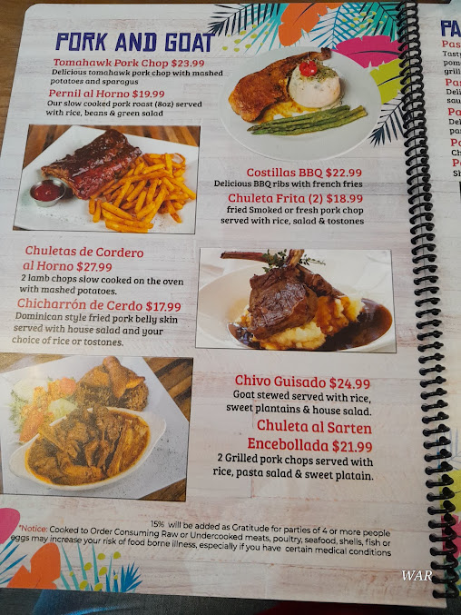 Menu Versace Dominican Restaurant Caribbean Food - 1