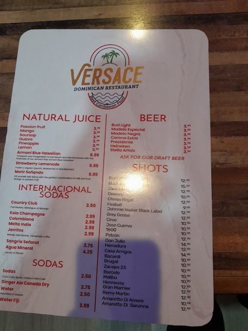 Menu Versace Dominican Restaurant Caribbean Food - 3