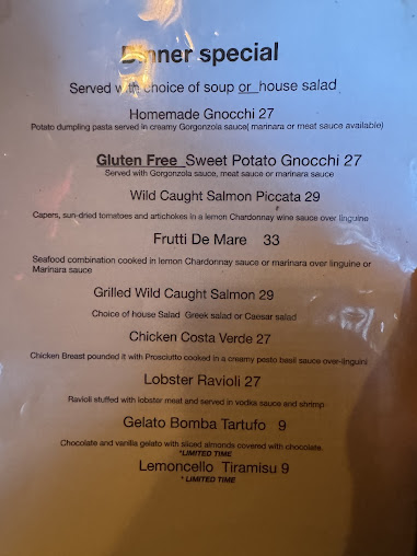 Menu Vicinis Italian Restaurant And Pizzeria - 0