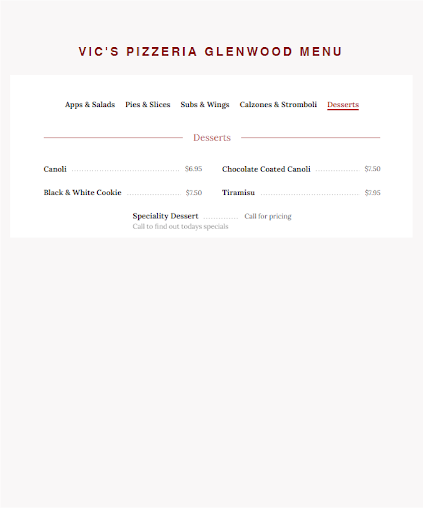Menu Vic's Pizzeria - 5
