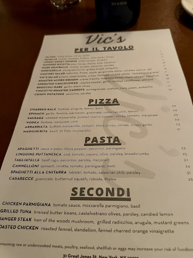 Menu Vic's - 2
