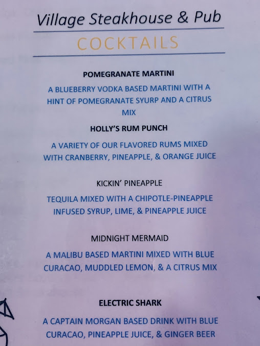 Menu Village Steakhouse And Pub - 0