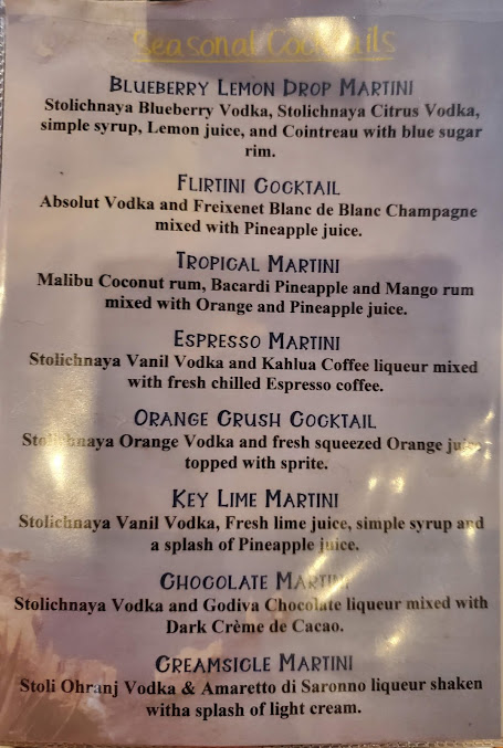 Menu Villari's Lakeside Restaurant & Lounge - 0