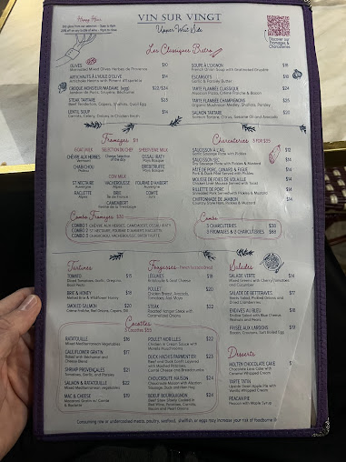 Menu Vin Sur Vingt Wine Bar Upper West Side - 1