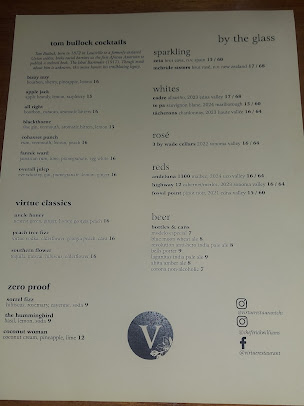 Menu Virtue Restaurant - 0