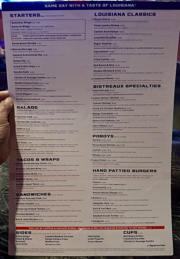 Menu Walk Ons Sports Bistreaux Alexandria Restaurant - 0