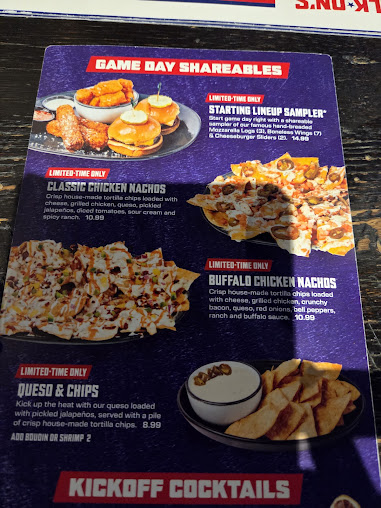Menu Walk-On's Sports Bistreaux - Katy Restaurant - 1