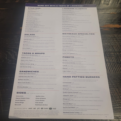 Menu Walk-On's Sports Bistreaux - Katy Restaurant - 5