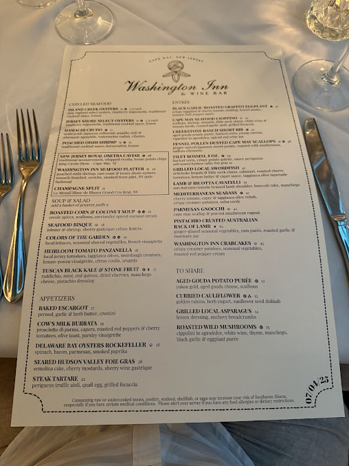 Menu Washington Inn & Wine Bar - 0