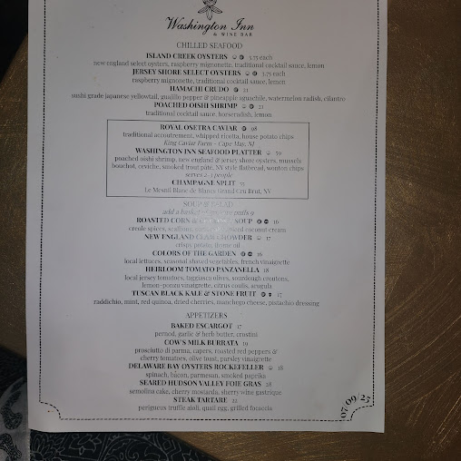 Menu Washington Inn & Wine Bar - 1