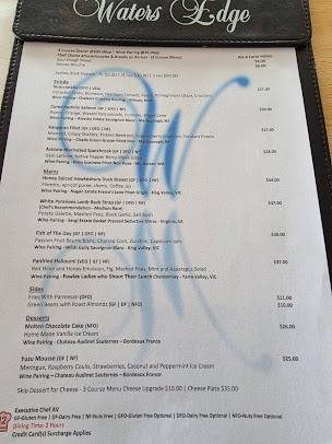 Menu Water's Edge Canberra - 1