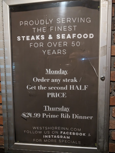 Menu West Shore Inn Steakhouse - 2