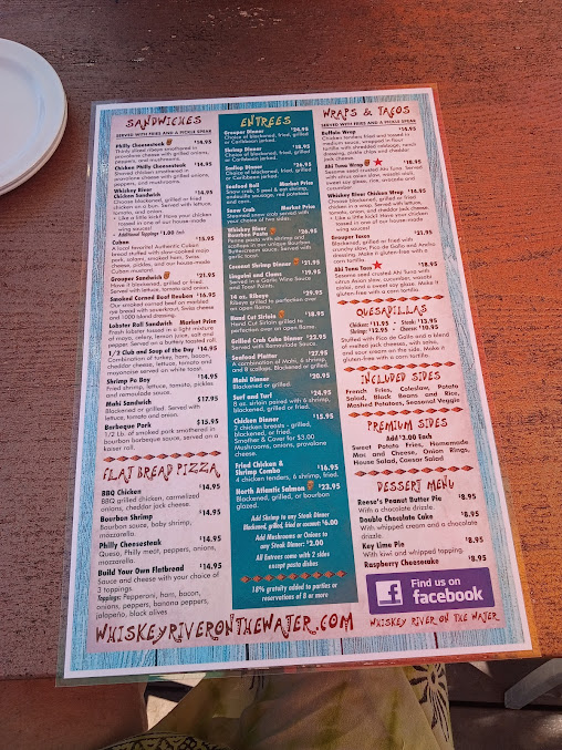 Menu Whiskey River On The Water - 0