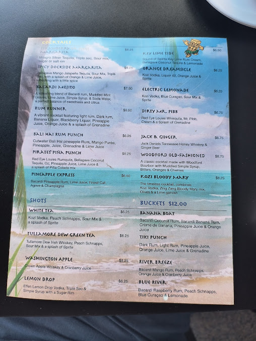 Menu Whiskey River On The Water - 2