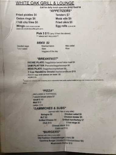 Menu White Oak Grill & Lounge - 0