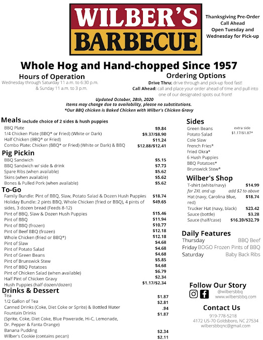 Menu Wilber's Barbecue - 6