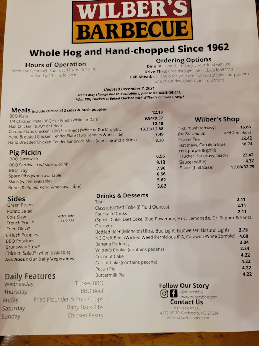 Menu Wilber's Barbecue - 9