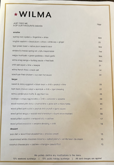 Menu Wilma - 2