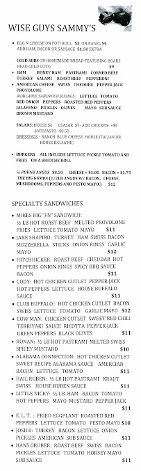 Menu Wise Guys Sammy's - 1