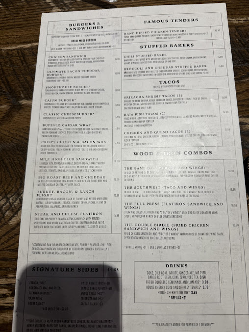 Menu Wood Iron Gameday Restaurant And Bar - 2