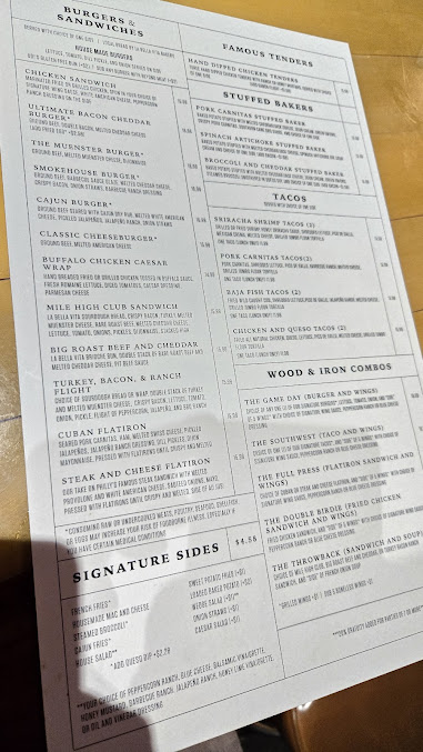 Menu Wood Iron Gameday Restaurant And Bar - 4