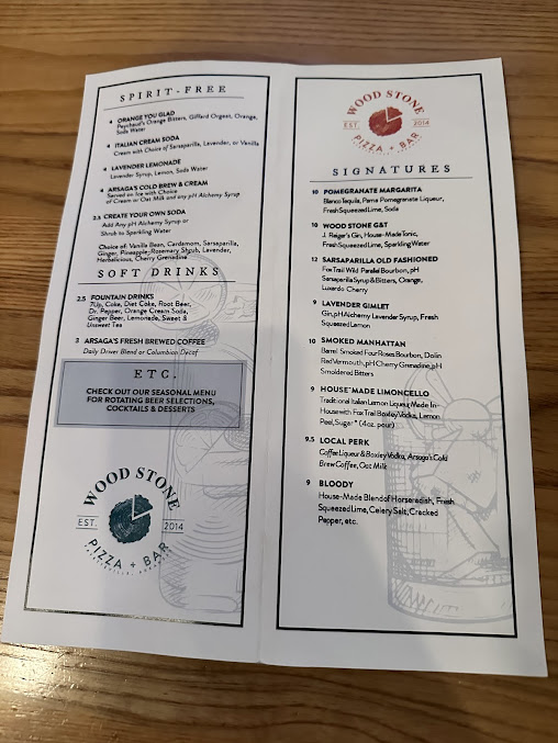 Menu Wood Stone Craft Pizza Uptown - 1