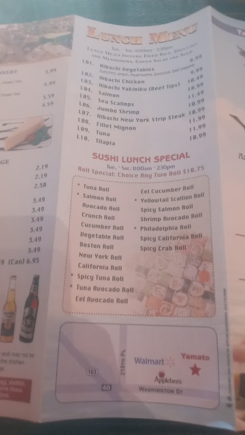 Menu Yamato Steak House Of Japan Pella - 1