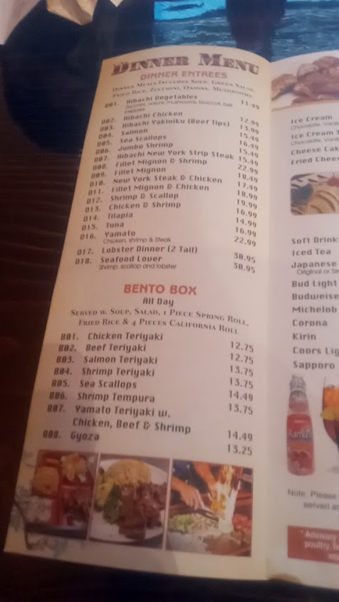 Menu Yamato Steak House Of Japan Pella - 3