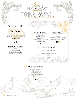 Menu Yana's Speakeasy - 0
